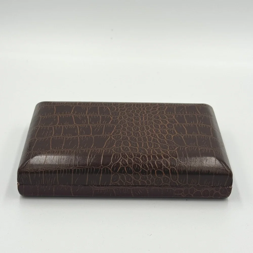 Vintage‎ Croc Style Jewelry Box Small Brown Hinged Case